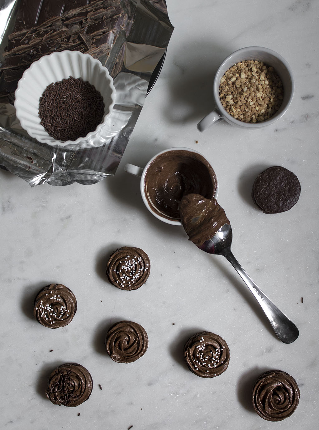 Galletas de chocolate. Chocolate sandwich cookies.Receta de galletas de chocolate. Galletas rellenas.