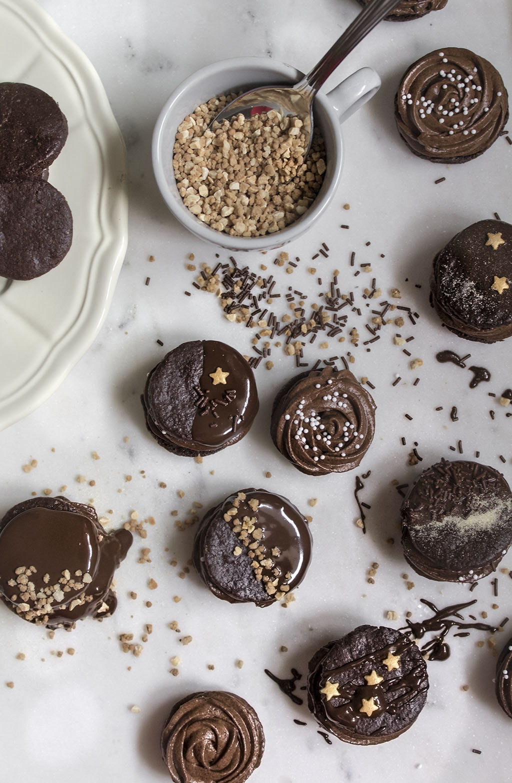 Galletas de chocolate. Chocolate sandwich cookies.Receta de galletas de chocolate. Galletas rellenas.