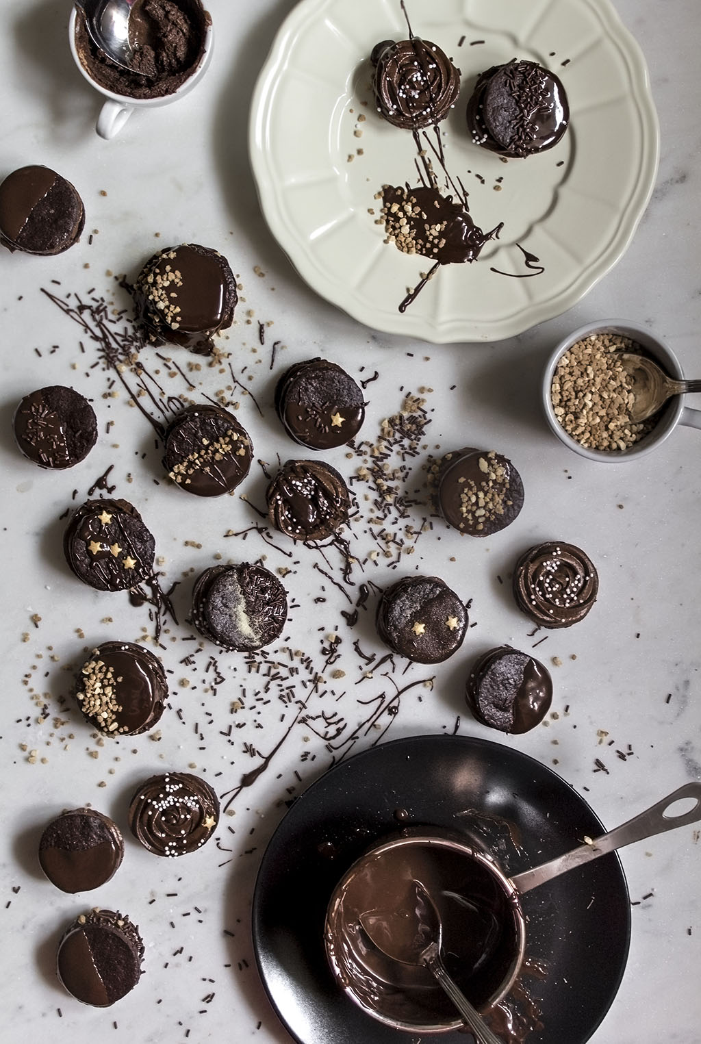 Galletas de chocolate. Cholate sandwich cookies.Receta de galletas de chocolate